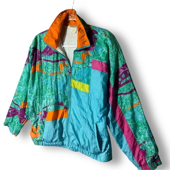 Sergio Tacchini Vintage Windbreaker Sz 10 Womens Italian Blue 80's Retro Jacket - Picture 5 of 10
